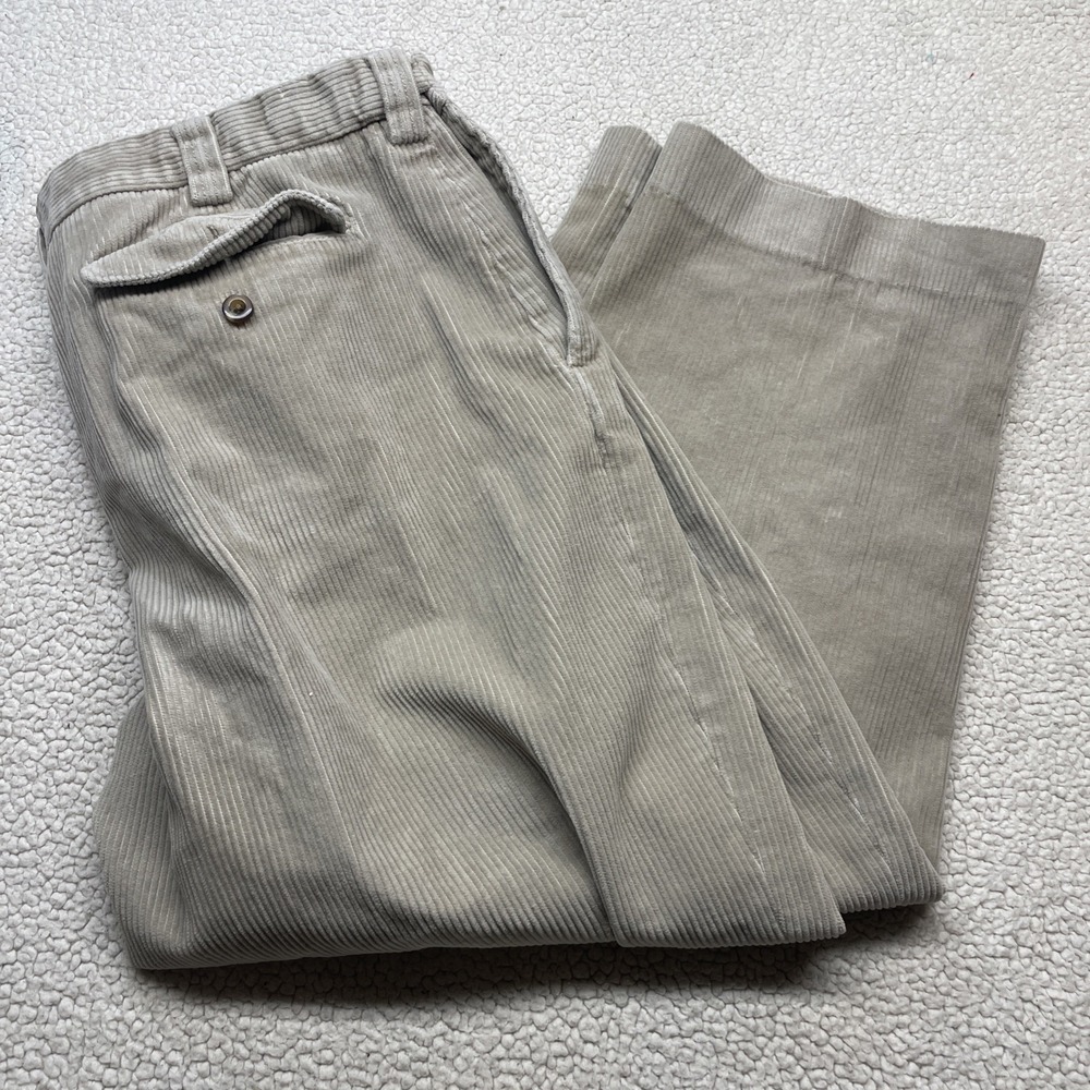 L.L.Bean Corduroy Pants Men 38 Tan Comfort Waist Straight Leg 100% Cotton 285259